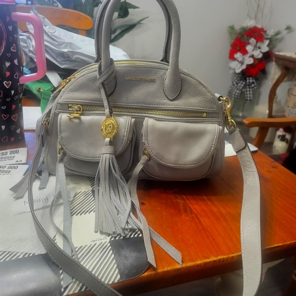 Aimee Kestenberg Lucy Convertible Leather Mini Satchel-Cool Grey NWOT